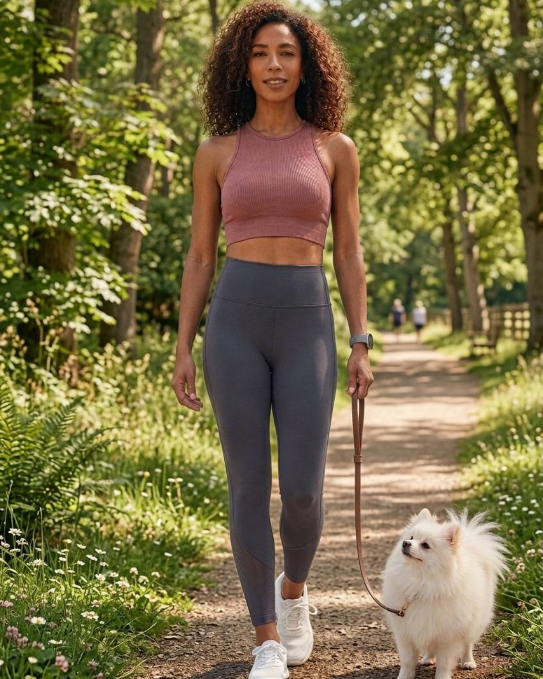 Woman walking her dog
